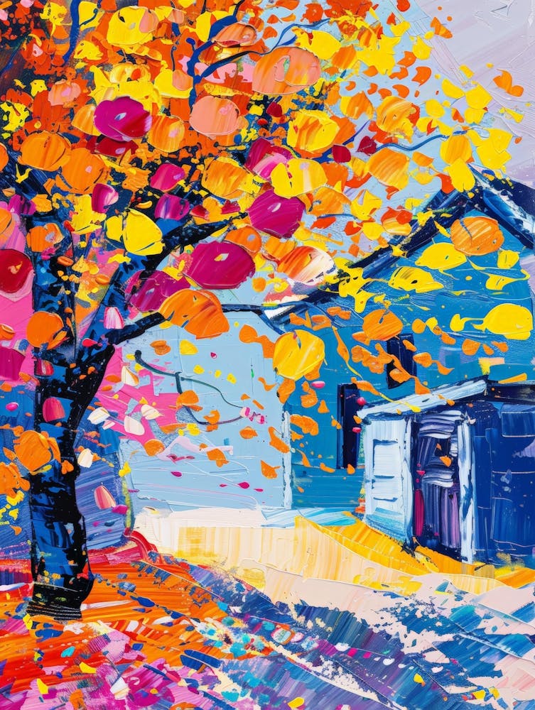 Autumn Tree In Front Of The House