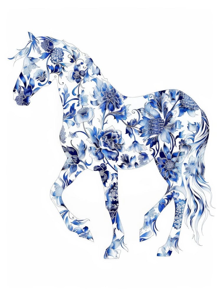 Blue And White Horse 2