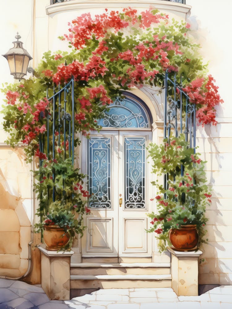 Haifa, Israel   Mediterranean Doors Watercolour Painting 2