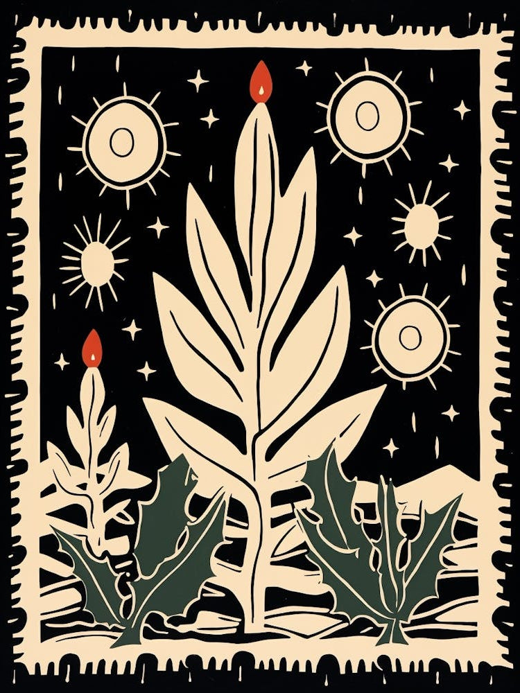 B&W Cactus Illustration Christmas Cactus 1