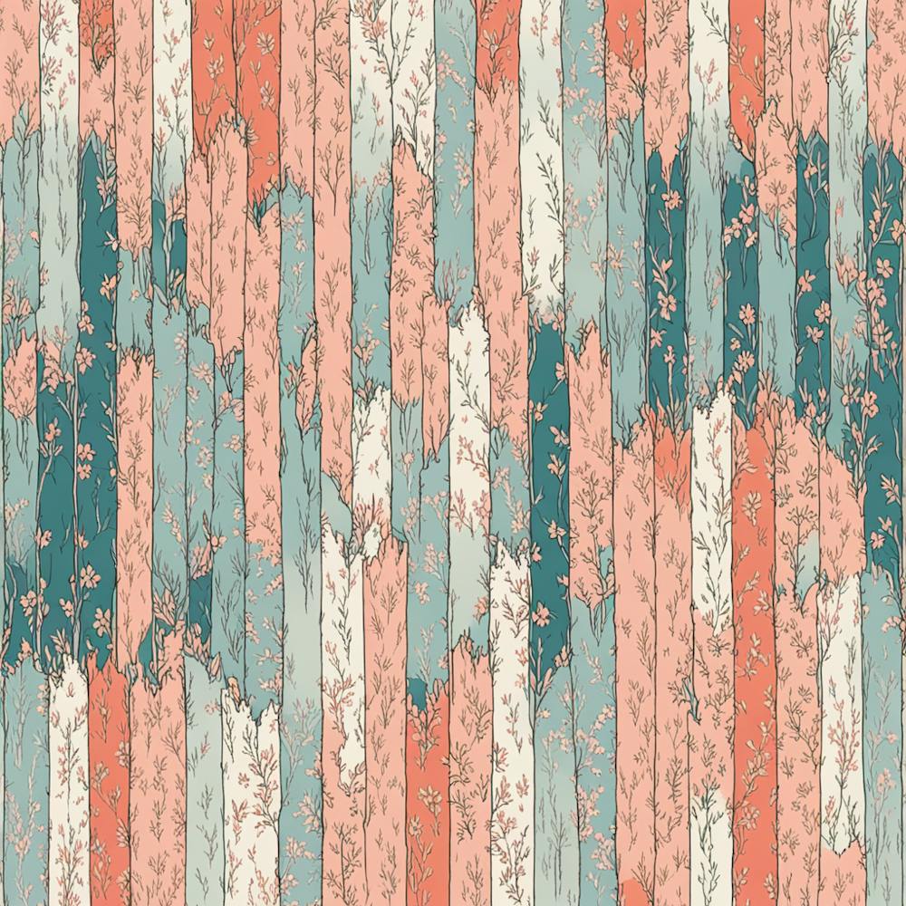 Wide Strips Dusty Teal, muted Coral, 210