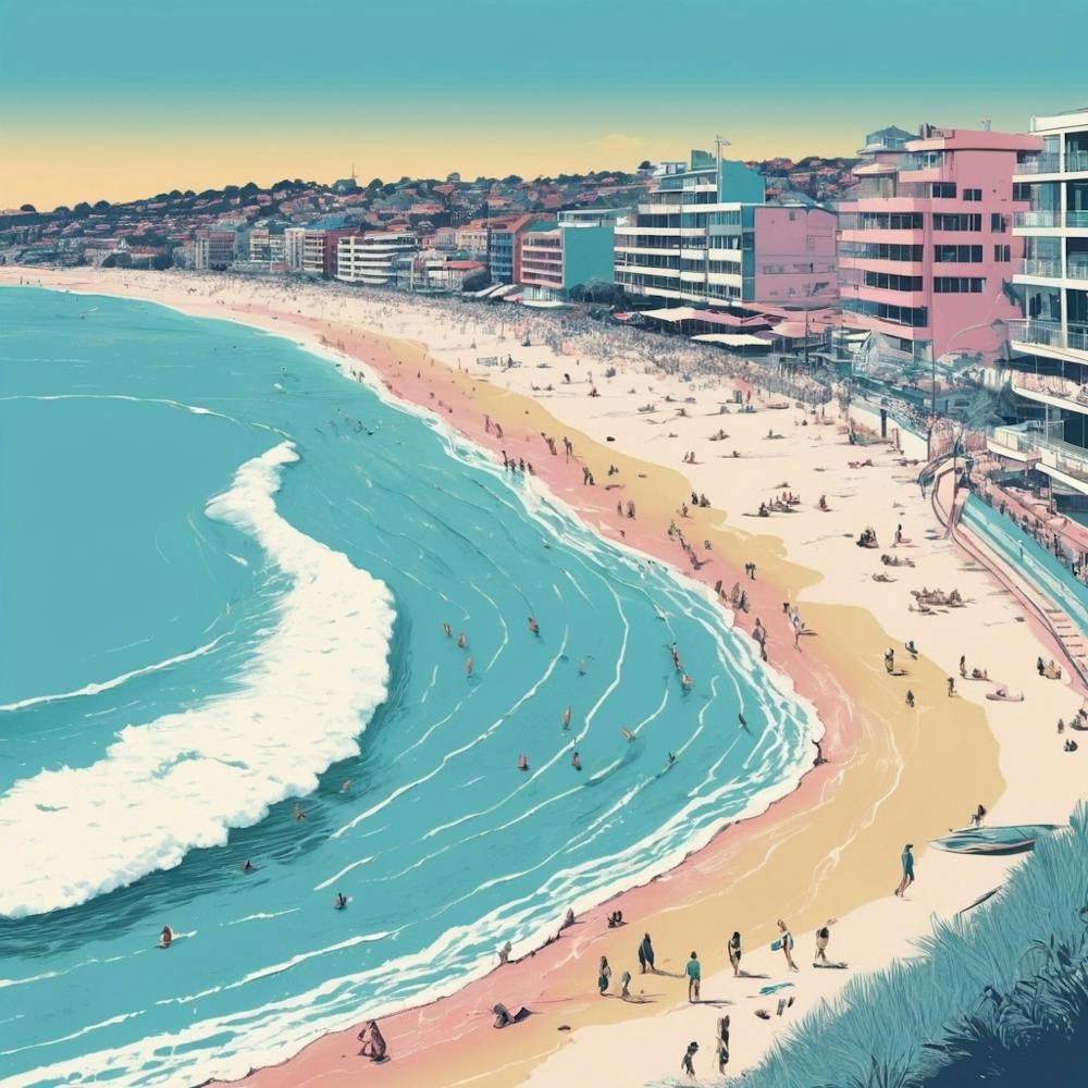 Bondi Beach In Risograph Style 2