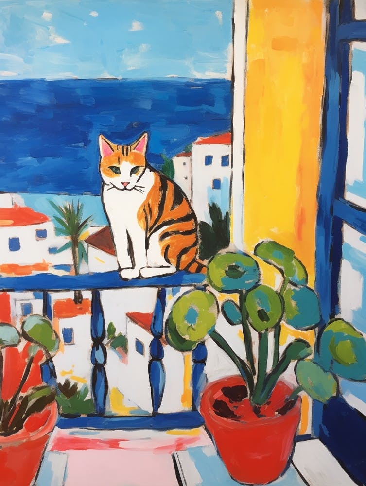 Painting Of A Cat In Hammamet Tunisia 4