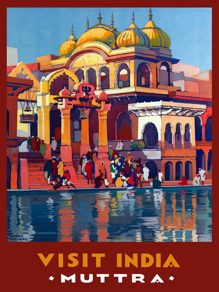 India, Muttra, Vintage Travel Poster