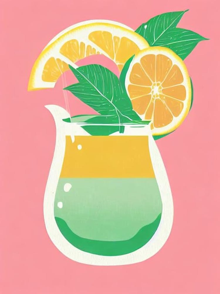Orange Crush Retro Pink Cocktail Poster