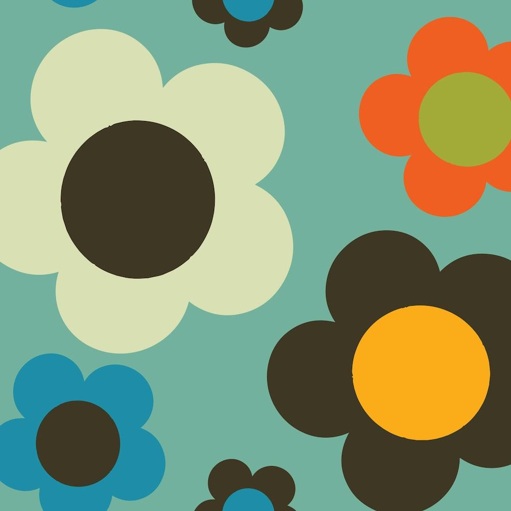 Bold Retro Floral Blue Square