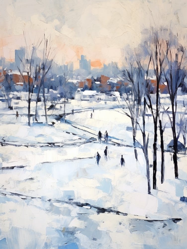 Winter City Park Painting Grant Park Chicago United States 4