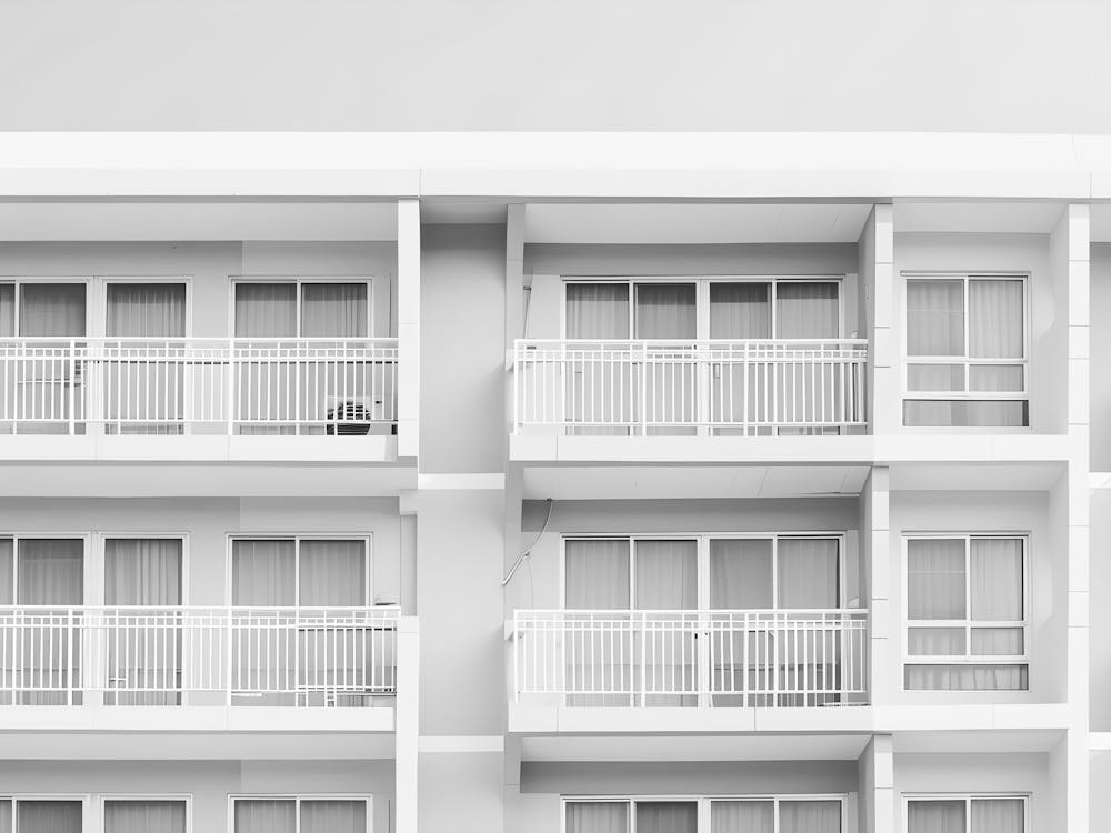 Apartment Building In Black And White
