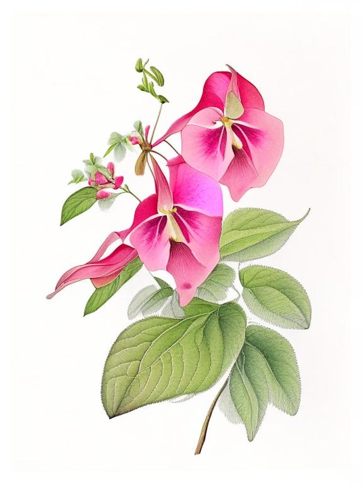 Impatiens Floral Quentin Blake Inspired Illustration 1 Flower
