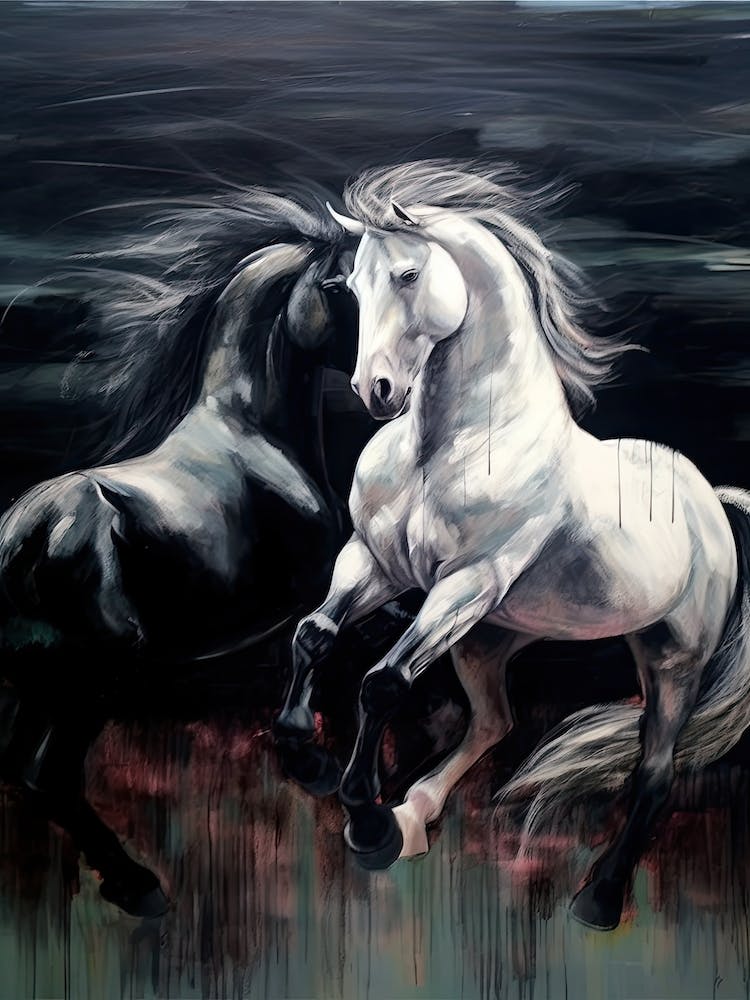 Horse Painting Black And White Impressive