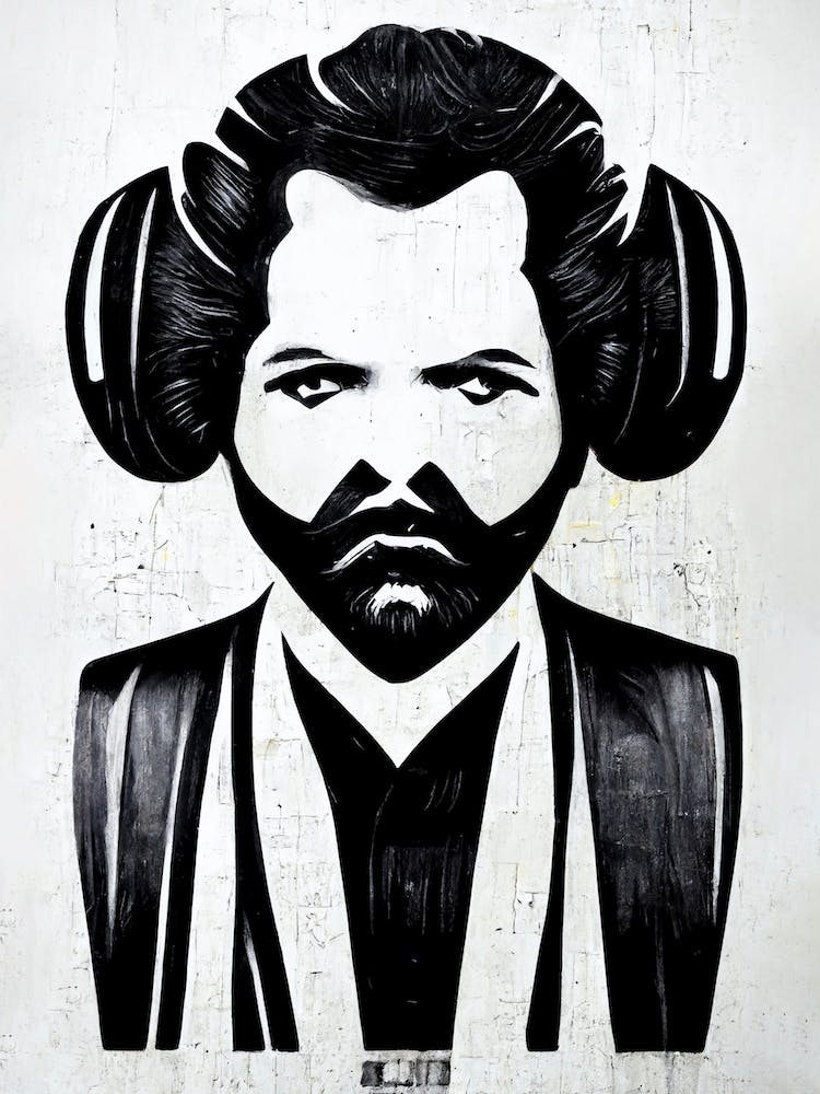 Prince Leia Stencil Graffiti Street Art