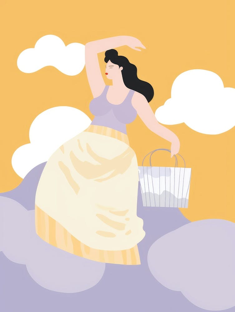 Woman With Basket On The Clouds