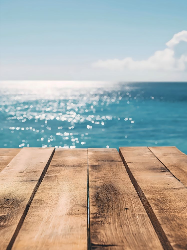 Wooden Table On The Beach