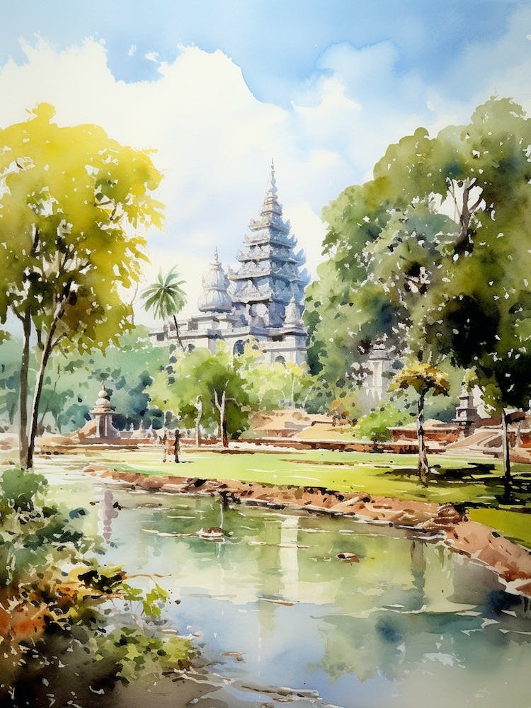 Suan Nong Nooch Garden Thailand Watercolour 3