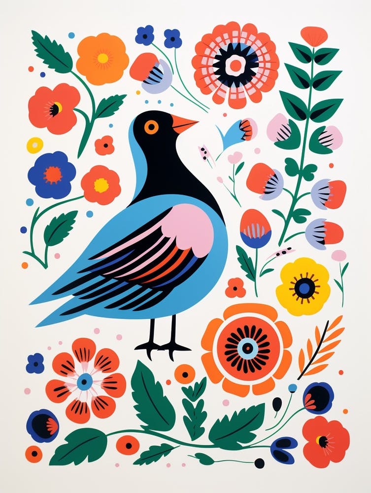 Skandinavische Vogelillustration Taube 3