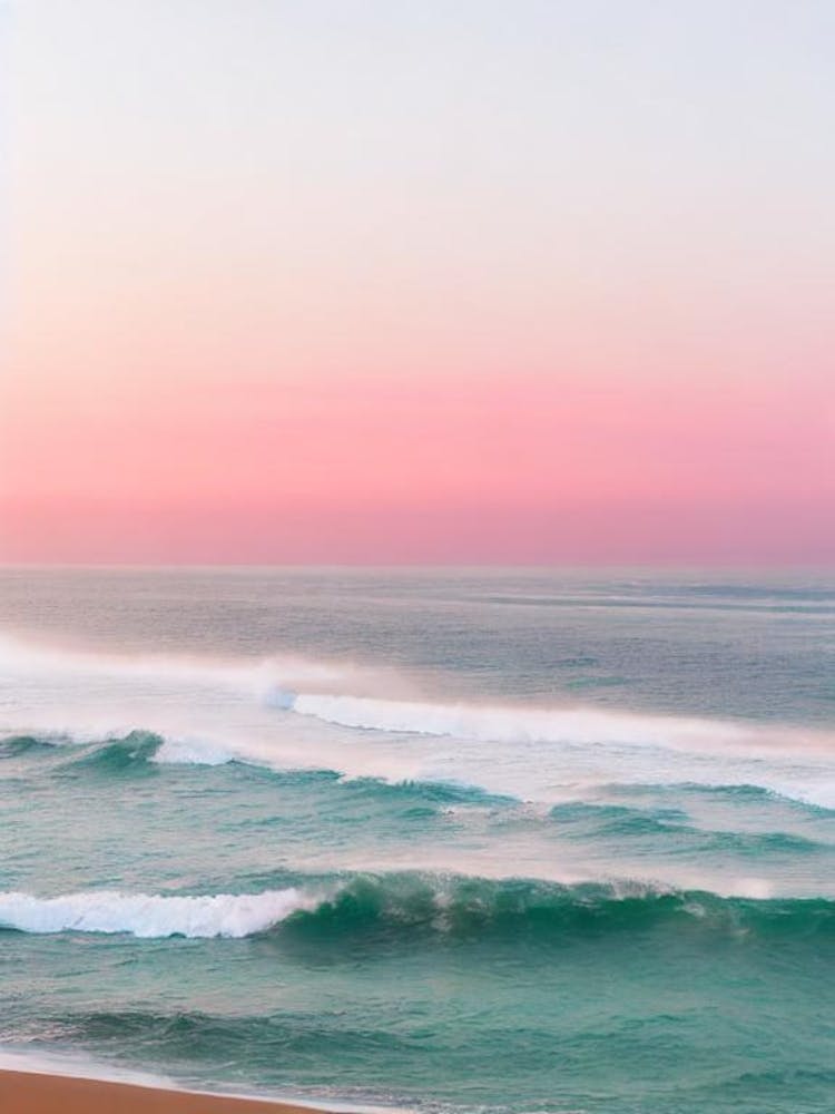 La Côte Des Basques Beach, Biarritz, France Pink Photography 1