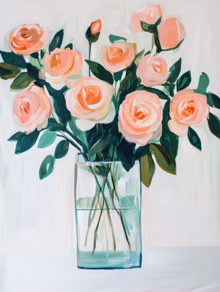 Pink Roses In A Vase 7