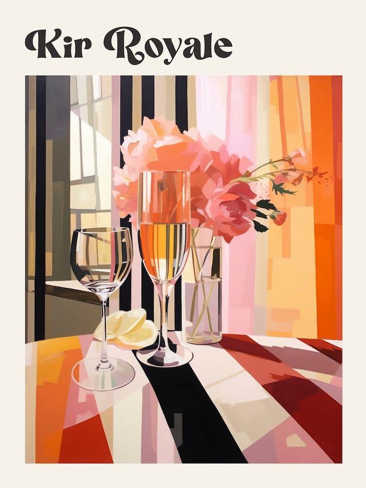 Kir Royale 2 Retro Cocktail Poster