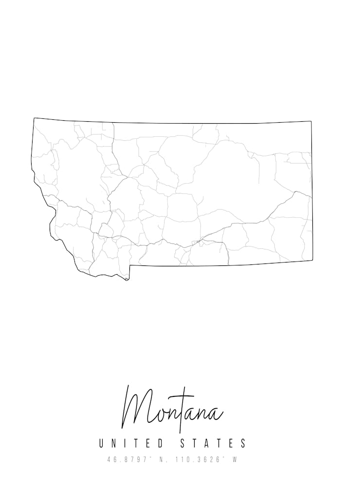 Montana Minimal Street Map