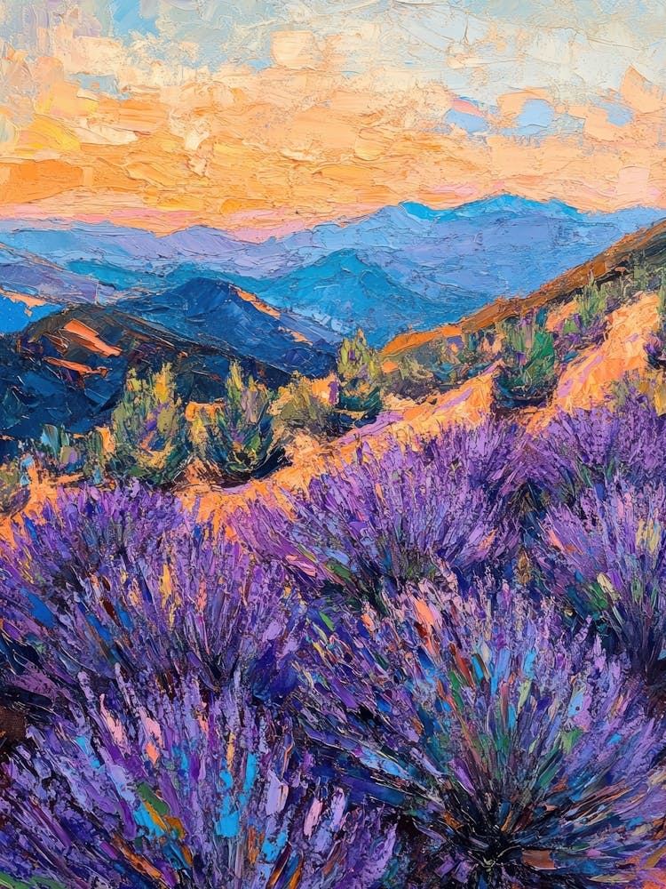 Sunset Over Lavender Field