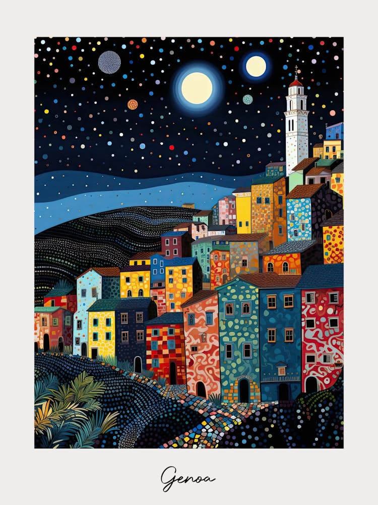 Poster Of Genoa, Italy, Illustration In The Style Of Pop Art 2