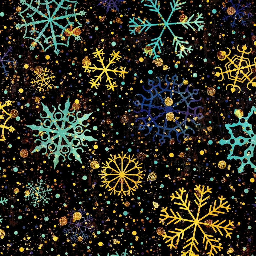 Gold Teal Snowflakes Gold Abstract Christmas