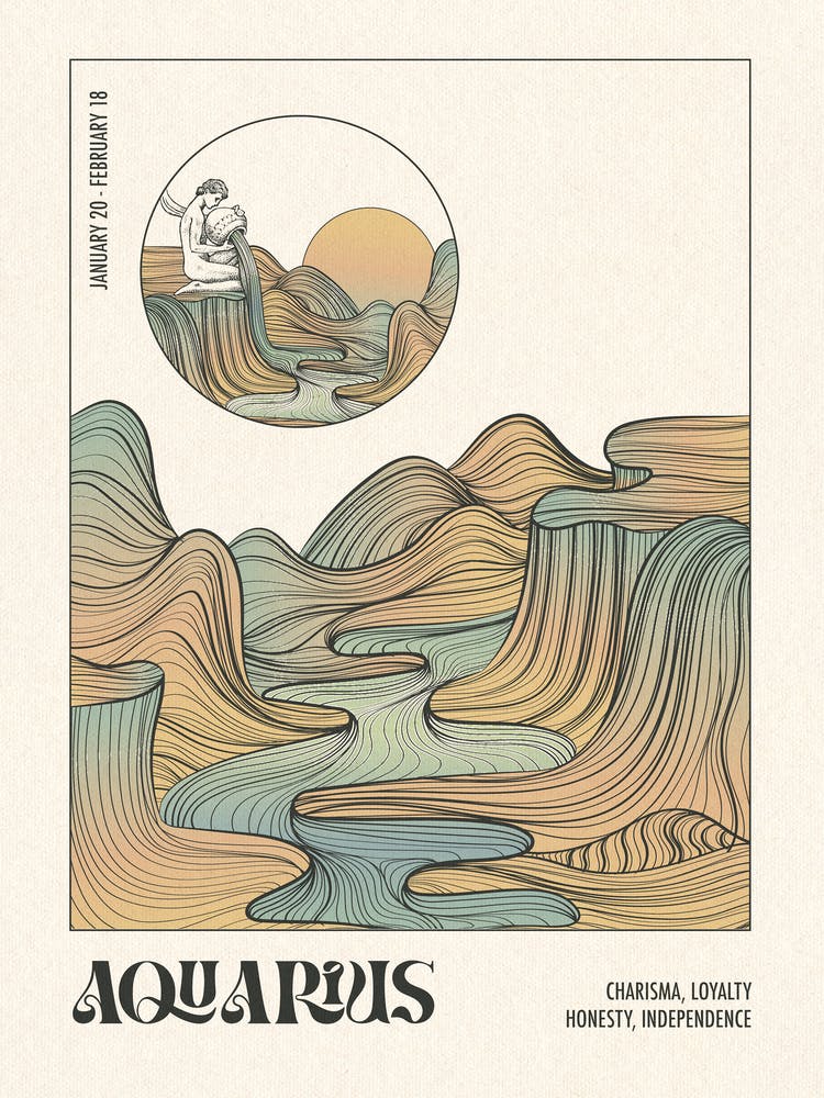 Aquarius Star Sign Zodiac Art