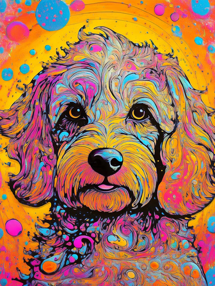 Colourful Cockapoo Dog Portrait
