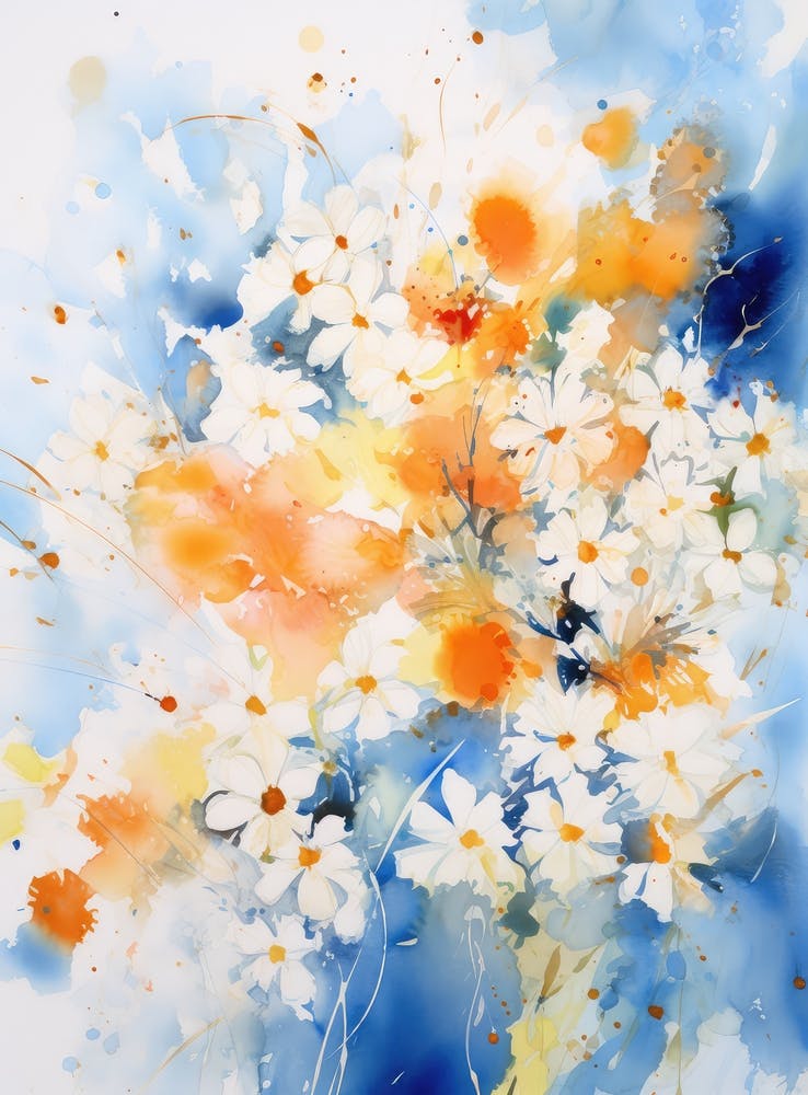 Watercolor Of Daisies