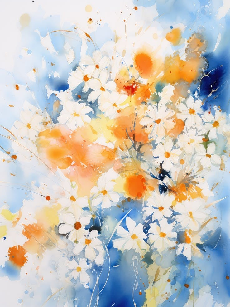 Watercolor Of Daisies
