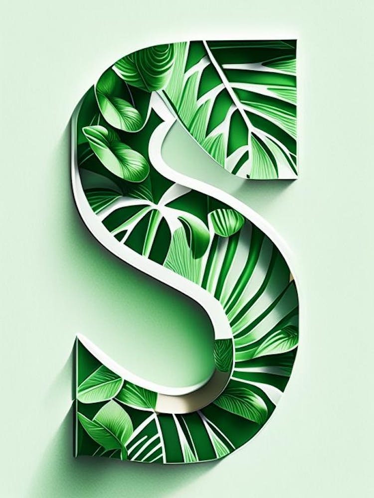 S, Letter, Alphabet Jungle Leaf 1