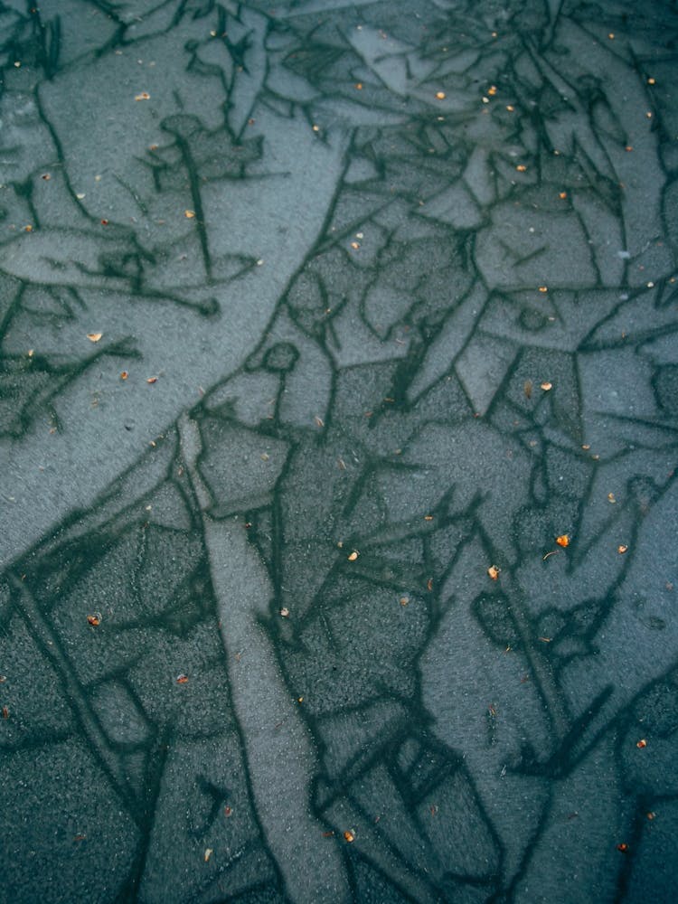 Ice Cracks Frozen Lake