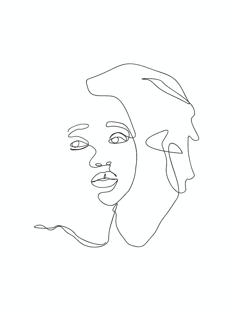 One Line Drawing Of A Woman'S Face