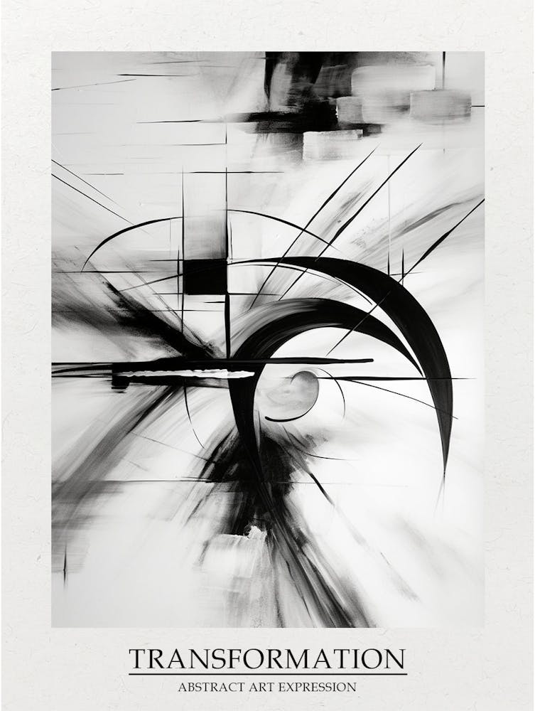 Transformation Abstract Black And White 9 Poster
