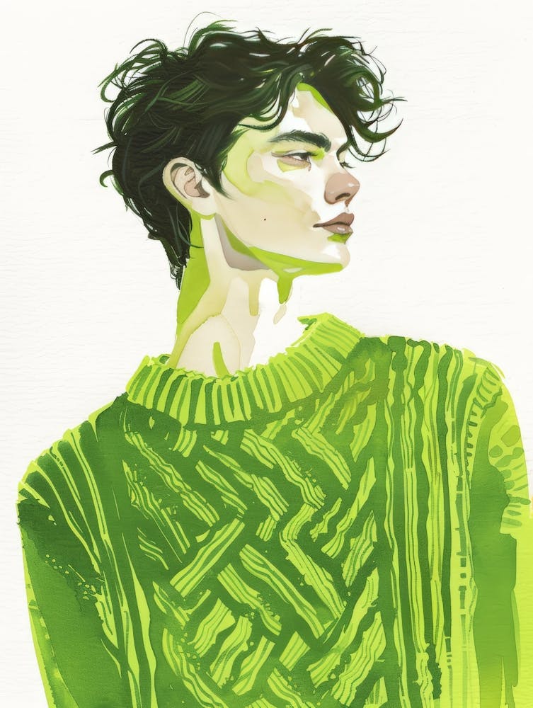 Mann in einem grünen Pullover