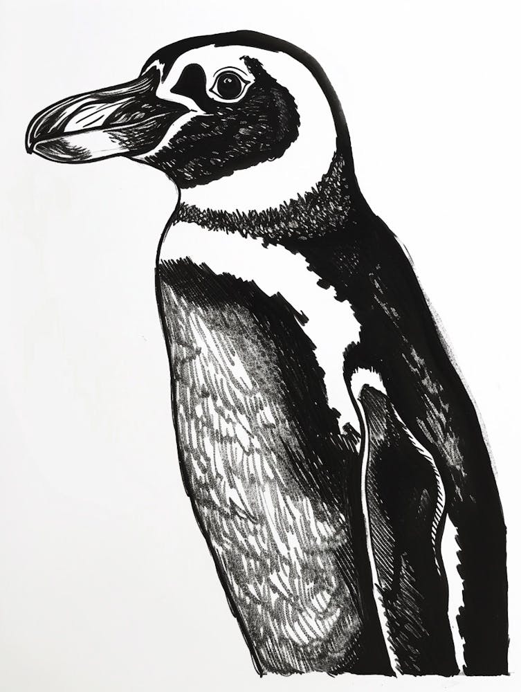 African Penguin Staring Curiously 1