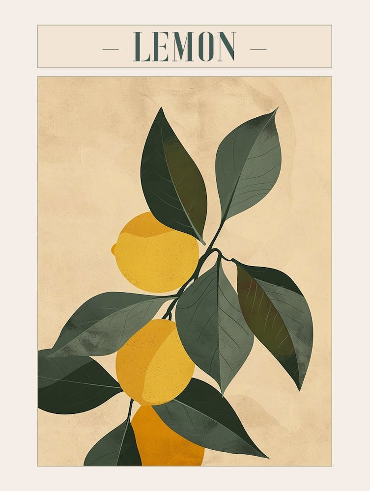 Lemon Tree Minimal Japandi Illustration 2 Poster