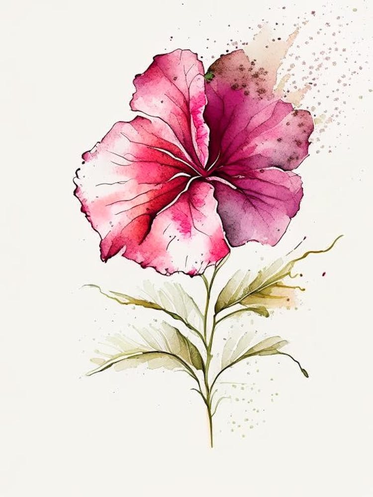 Hibiscus Plante Aquarelle Minimaliste 3