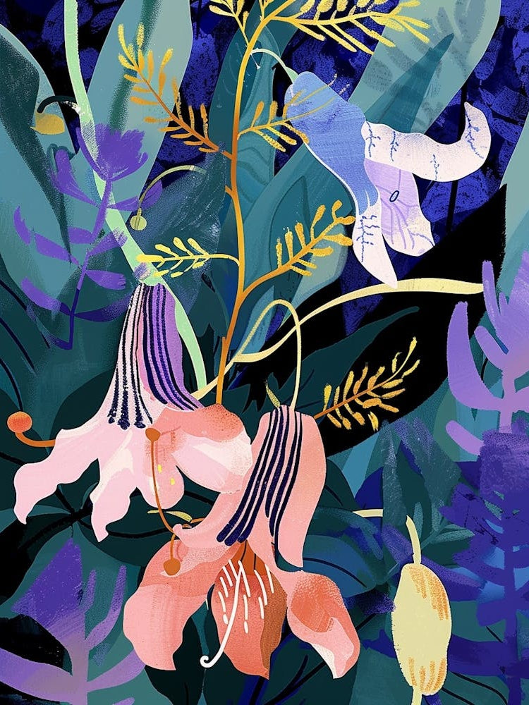 Colourful Flower Illustration Canterbury Bells 3