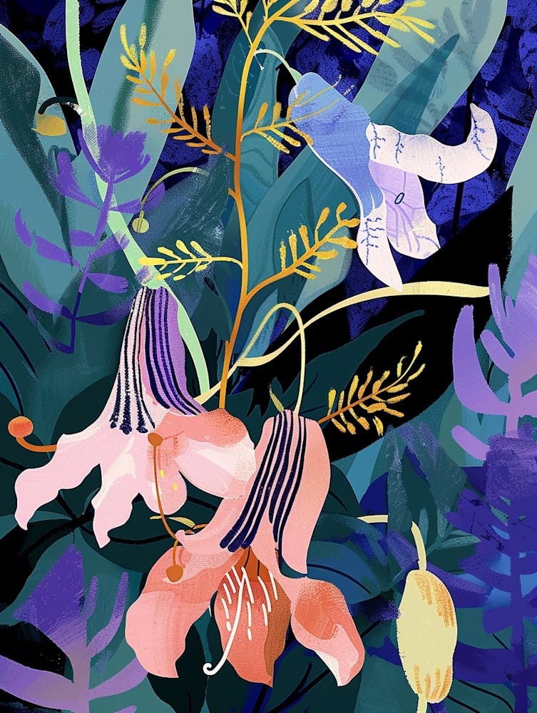 Colourful Flower Illustration Canterbury Bells 3