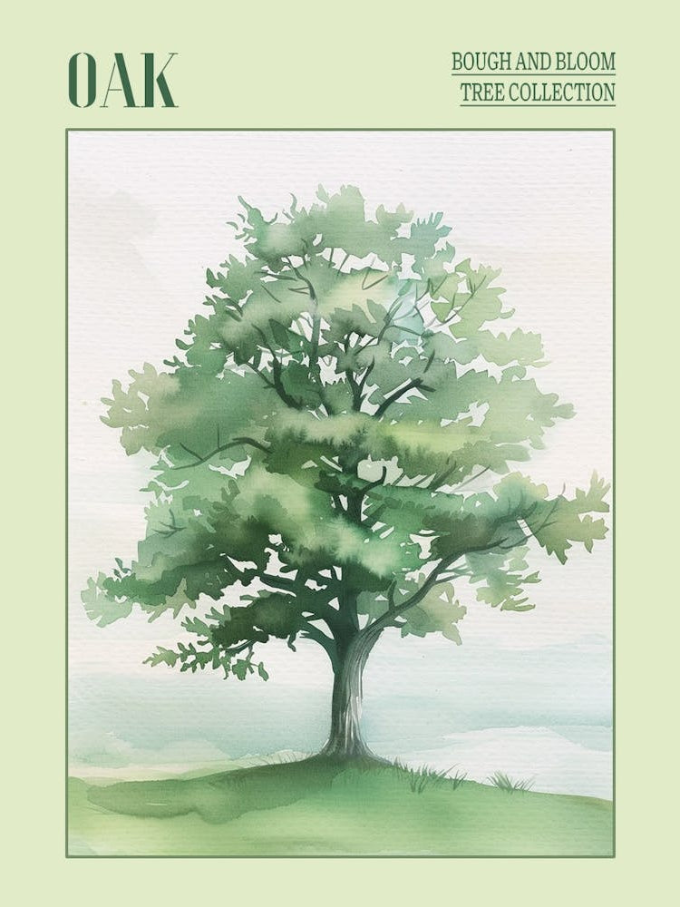 Oak Tree Atmospheric Watercolour Painting 1 Poster