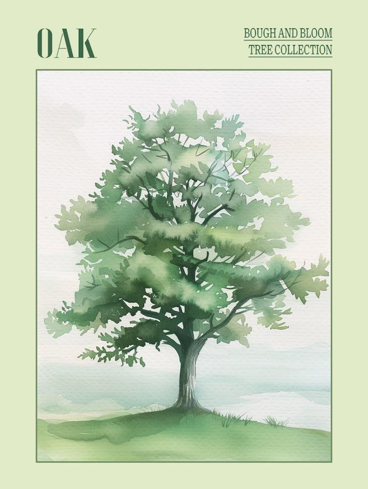 Oak Tree Atmospheric Watercolour Painting 1 Poster