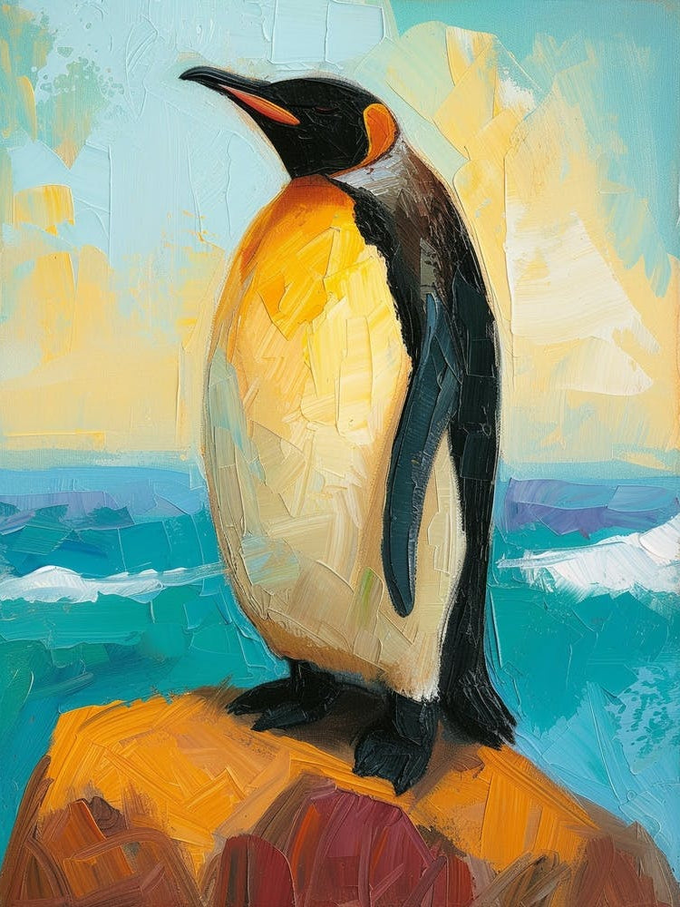 King Penguin Sea Lion Island Colour Block Painting 3