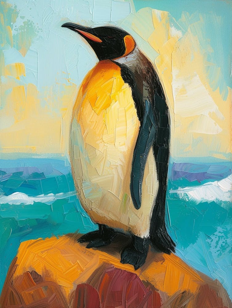 King Penguin Sea Lion Island Colour Block Painting 3