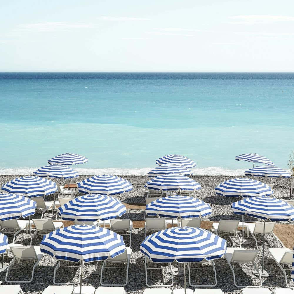 Blue Beach Umbrellas Square
