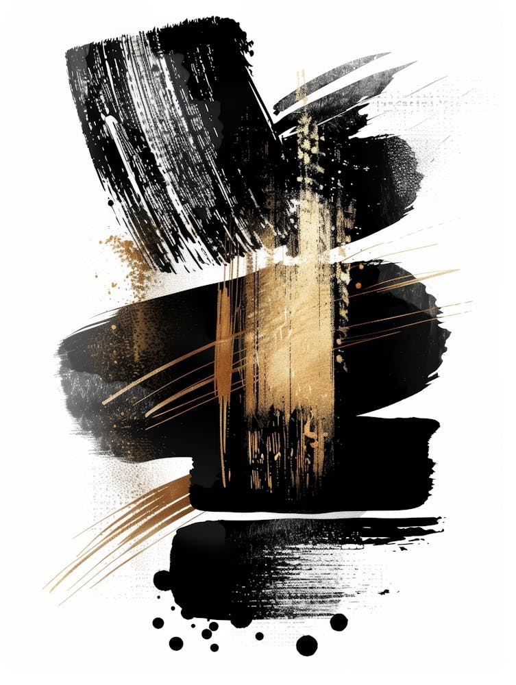 Peinture Abstraite Noire Et Or 26