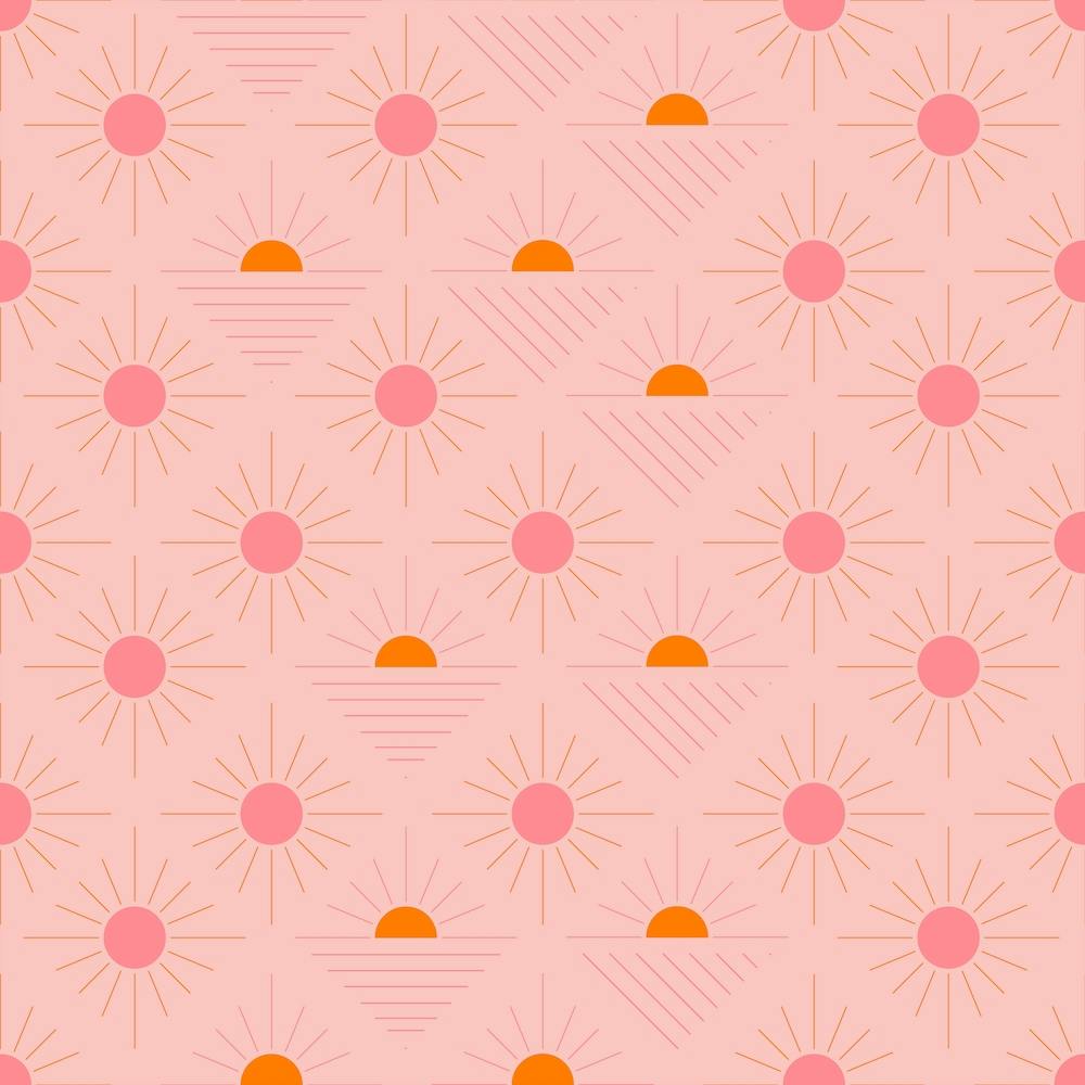 Geometric Pattern With Pink And Orange Sunshine On Light Pink Square