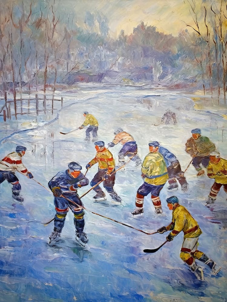 Ice Hockey In The Style Of Monet 4