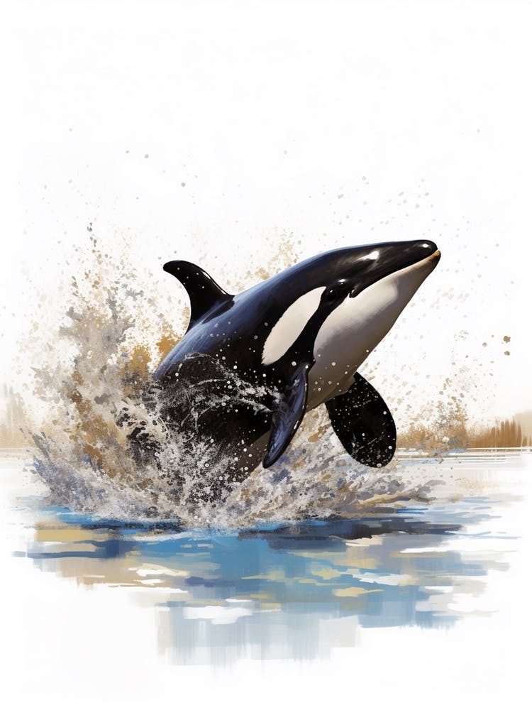 Realistic Orca Whale Painting Splash