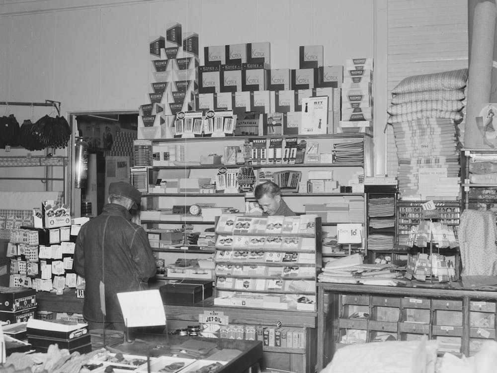 Interior Of General Store, Ray, North Dakota By Russell Lee